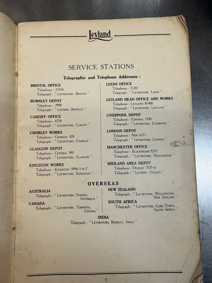 Leyland 1933 " CUB " CHASSIS SERVICE MANUAL