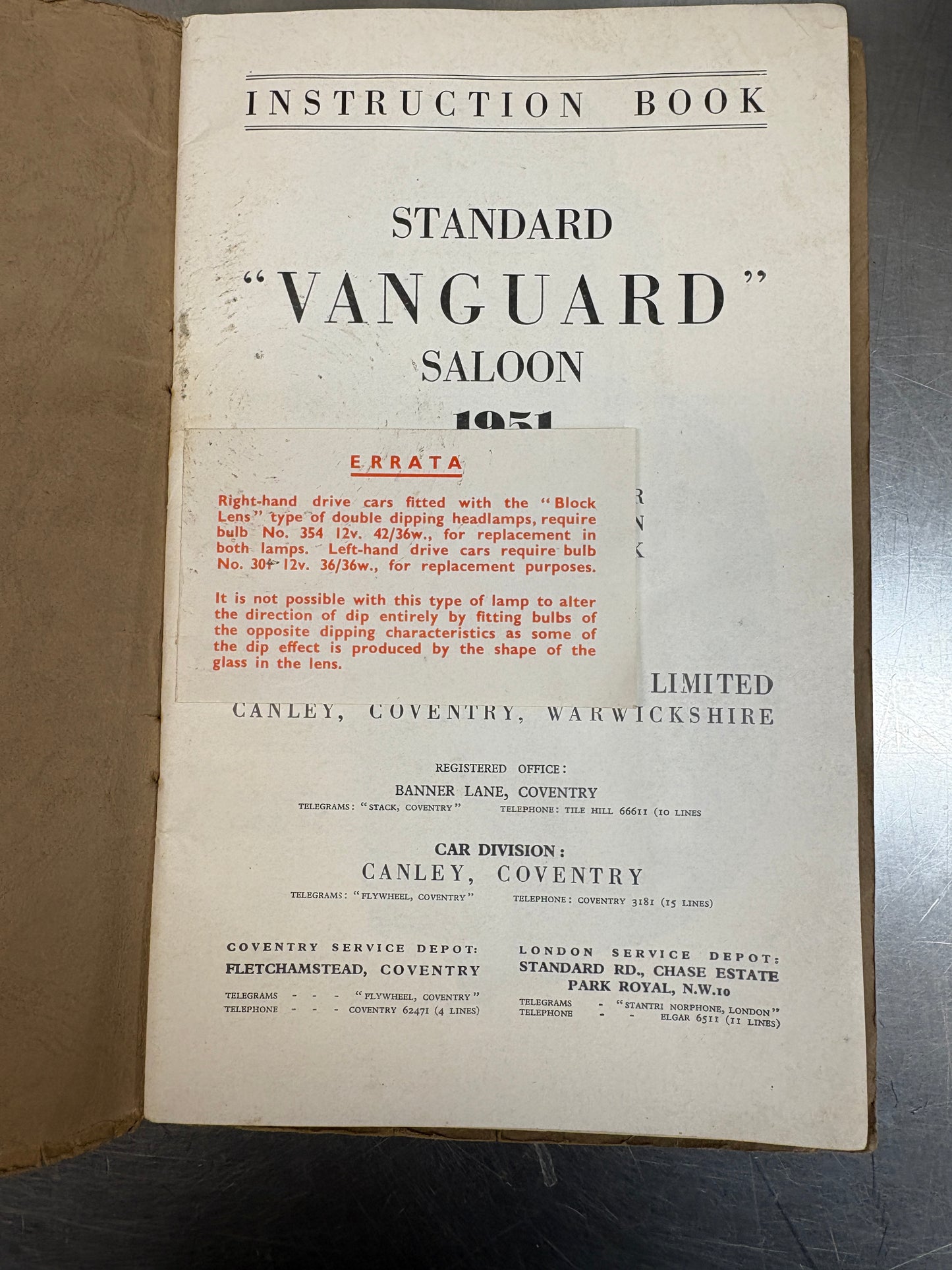 1951 Vanguard Standard Saloon 4th Edition