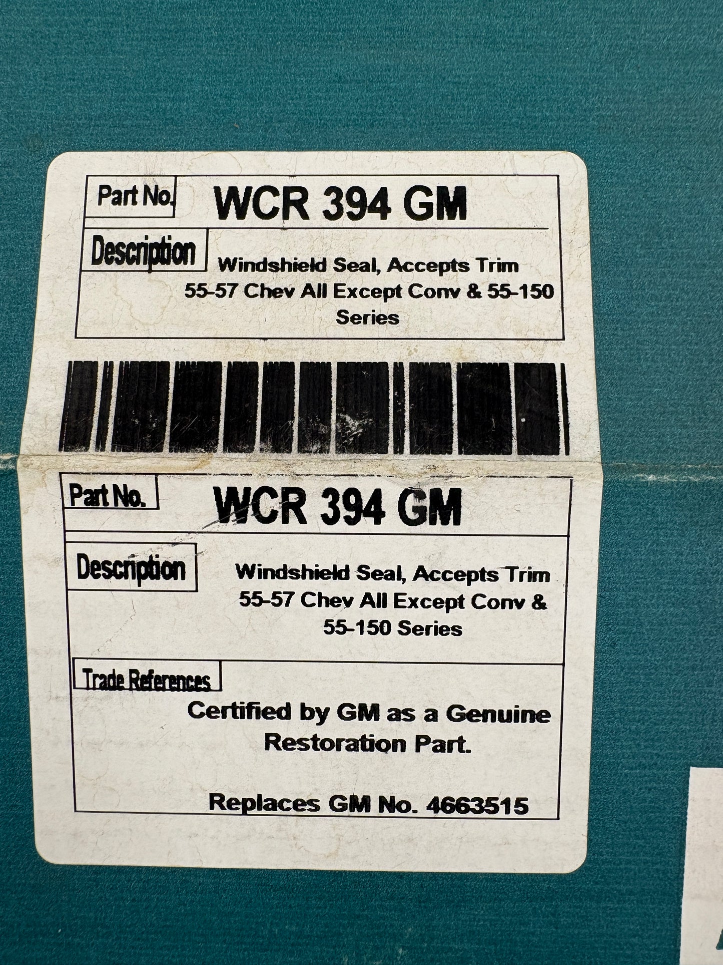 Precision WCR 394 GM Windshield weatherstrip seal