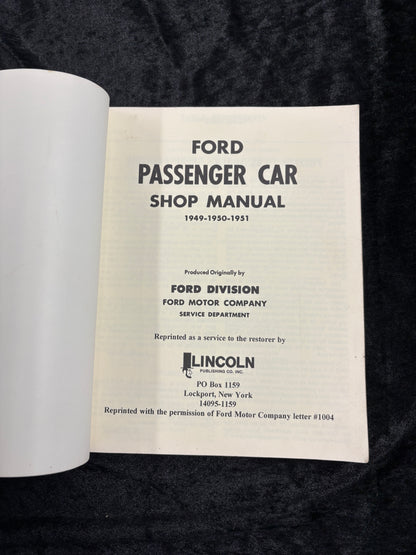 Ford Shop Manual: Passenger Car; 1949-1950-1951