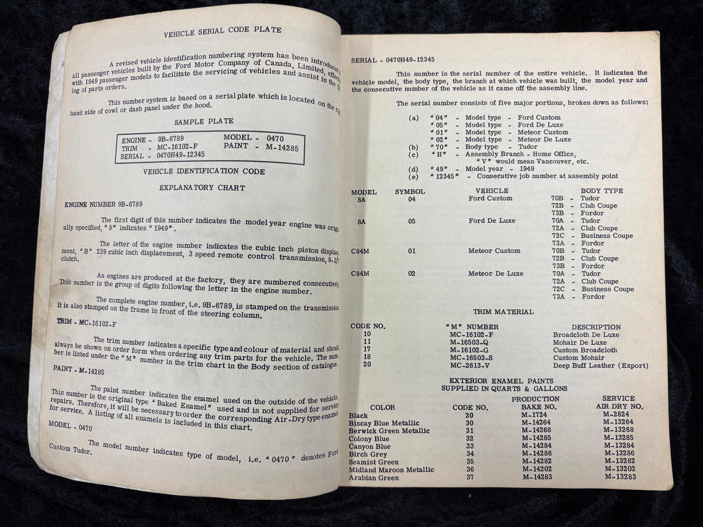 1949 Ford Meteor Chassis and Body Parts Catalogue List Book Manual Canadian