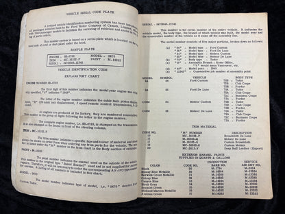 1949 Ford Meteor Chassis and Body Parts Catalogue List Book Manual Canadian