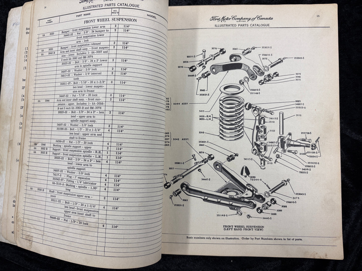 1949 Ford Meteor Chassis and Body Parts Catalogue List Book Manual Canadian