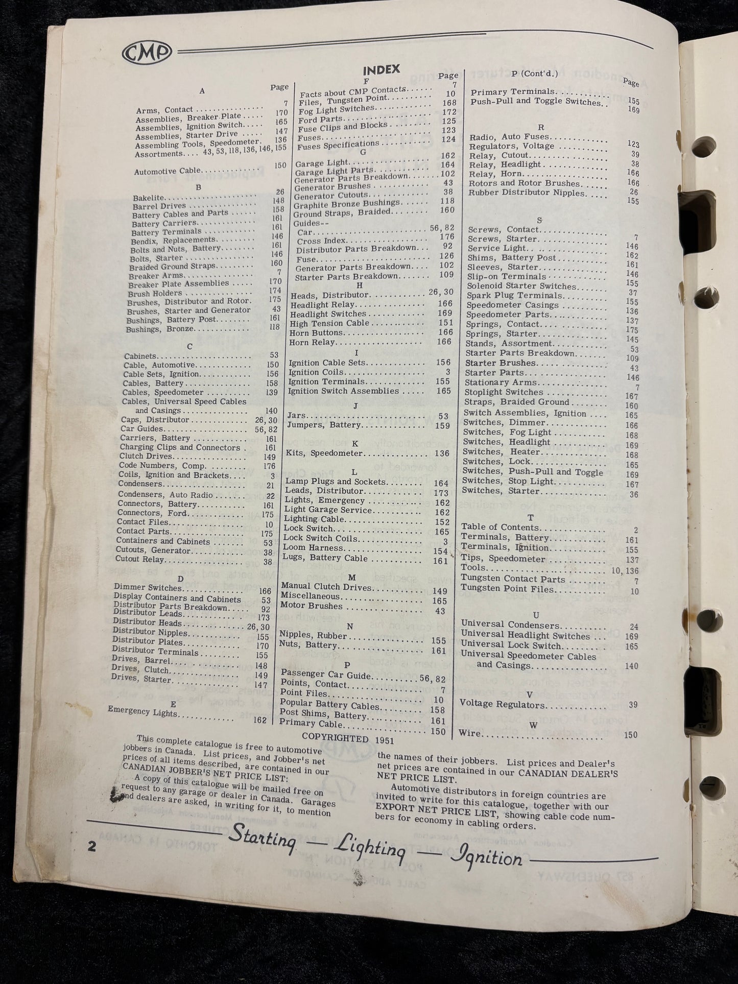 Canada Motor Products   Catalogue number 51