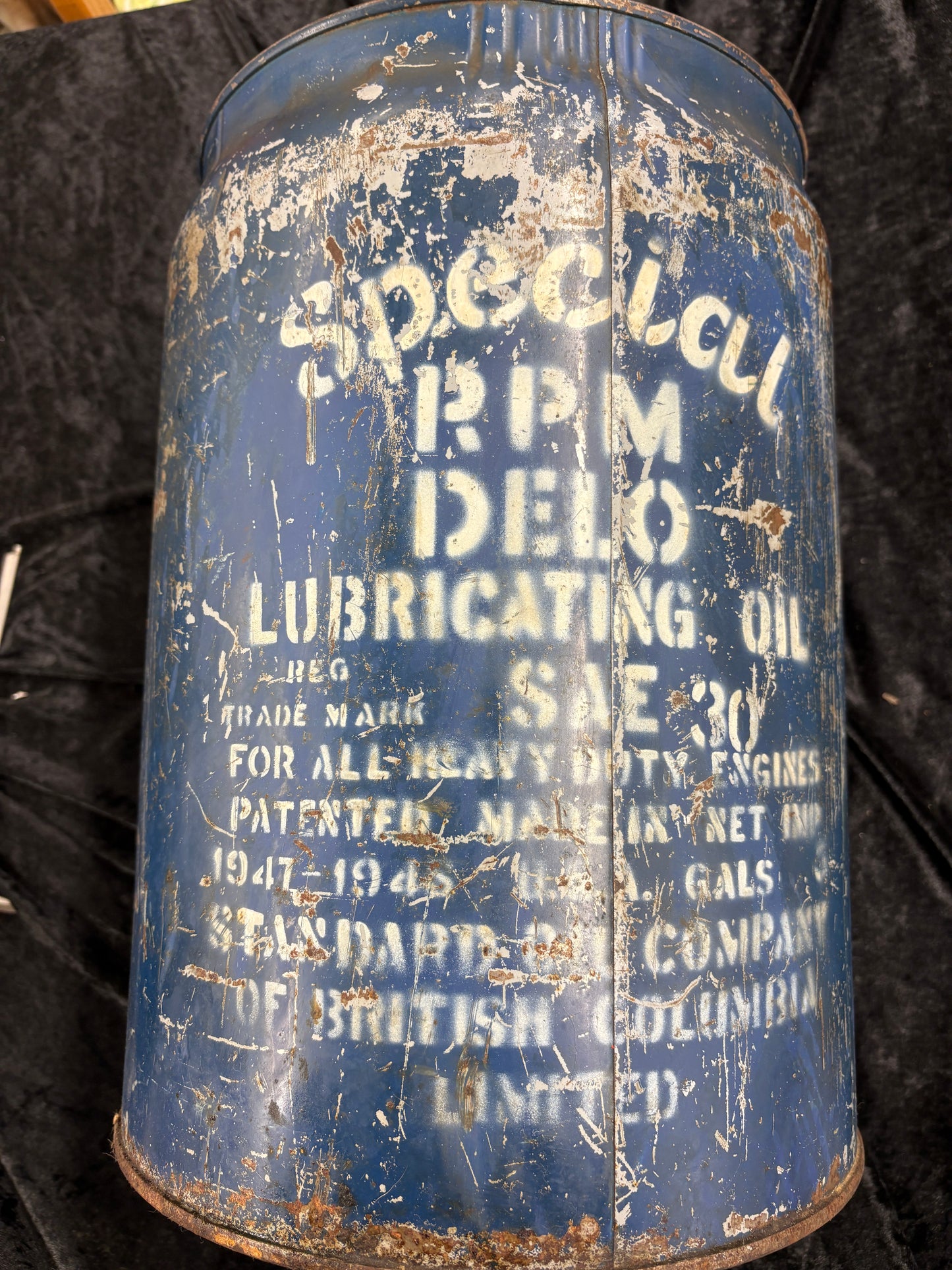 1947-1948 RPM DELO LUBRICATING OIL 5 GALLON OIL PAIL