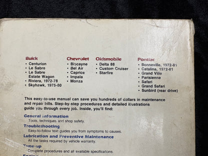 Clymer General Motors 1972-1987 Repair and Tune Up Guide Buick Chevy Pontiac