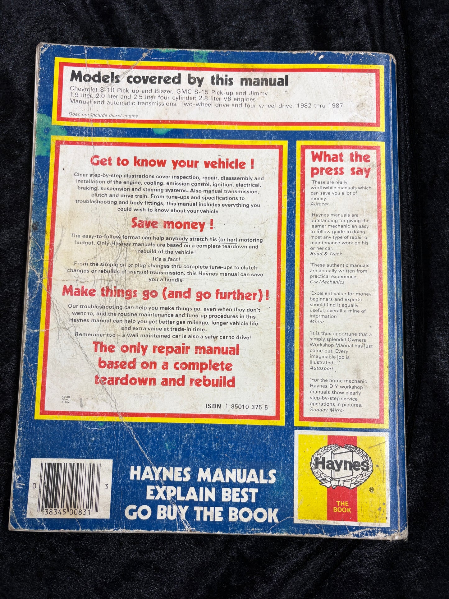 Chevrolet & GMC S Series Pick-ups Owners Workshop Manual (1982-1987) - Haynes
