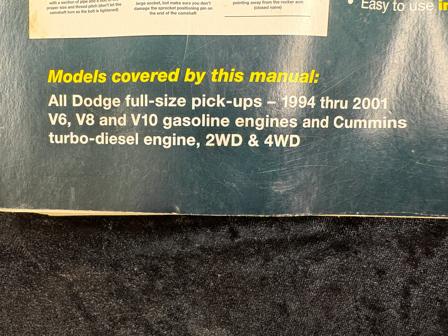 Dodge Pick-Ups 1994-2001 Full Size 2WD 4WD Diesel Haynes 30041 Repair Manual