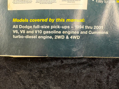 Dodge Pick-Ups 1994-2001 Full Size 2WD 4WD Diesel Haynes 30041 Repair Manual