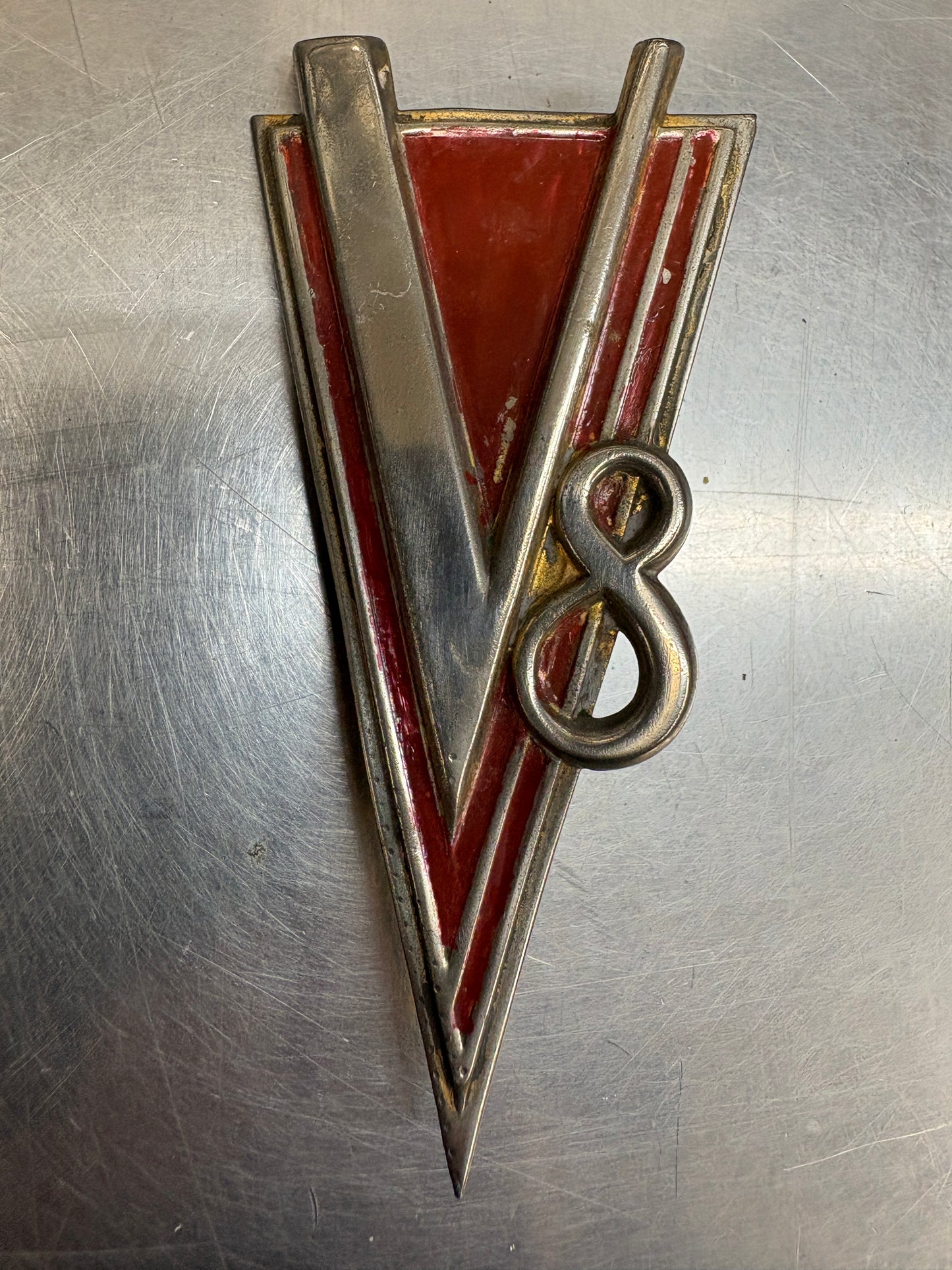 1934-1938 CADILLAC LASALLE V8 GRILLE TRUNK EMBLEM BADGE