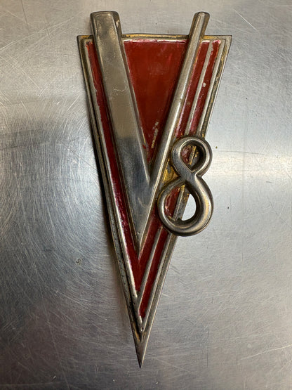 1934-1938 CADILLAC LASALLE V8 GRILLE TRUNK EMBLEM BADGE