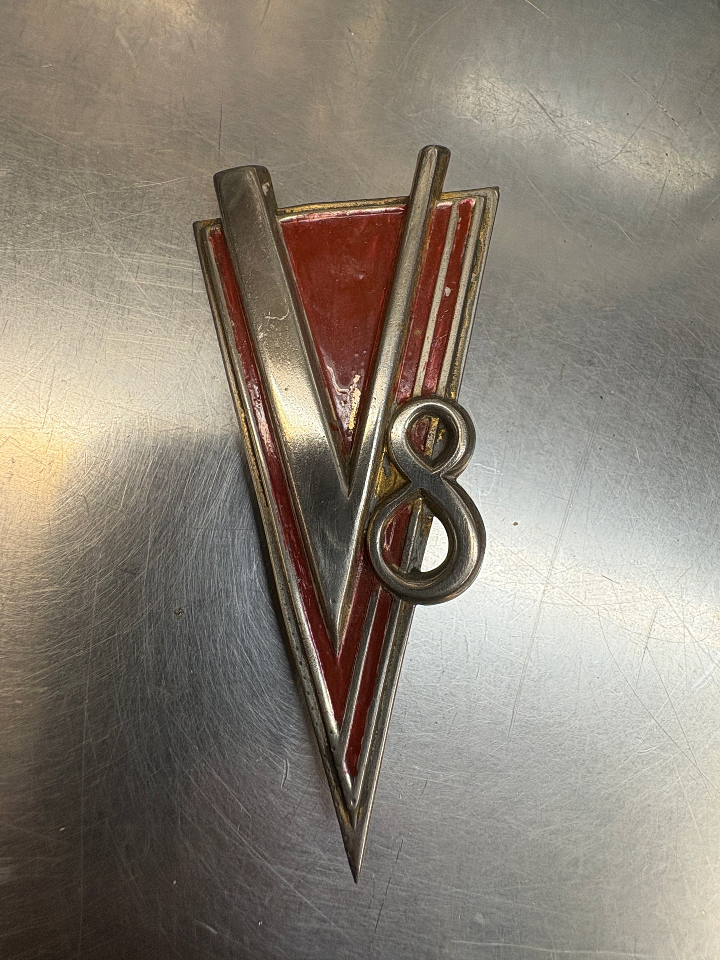 1934-1938 CADILLAC LASALLE V8 GRILLE TRUNK EMBLEM BADGE