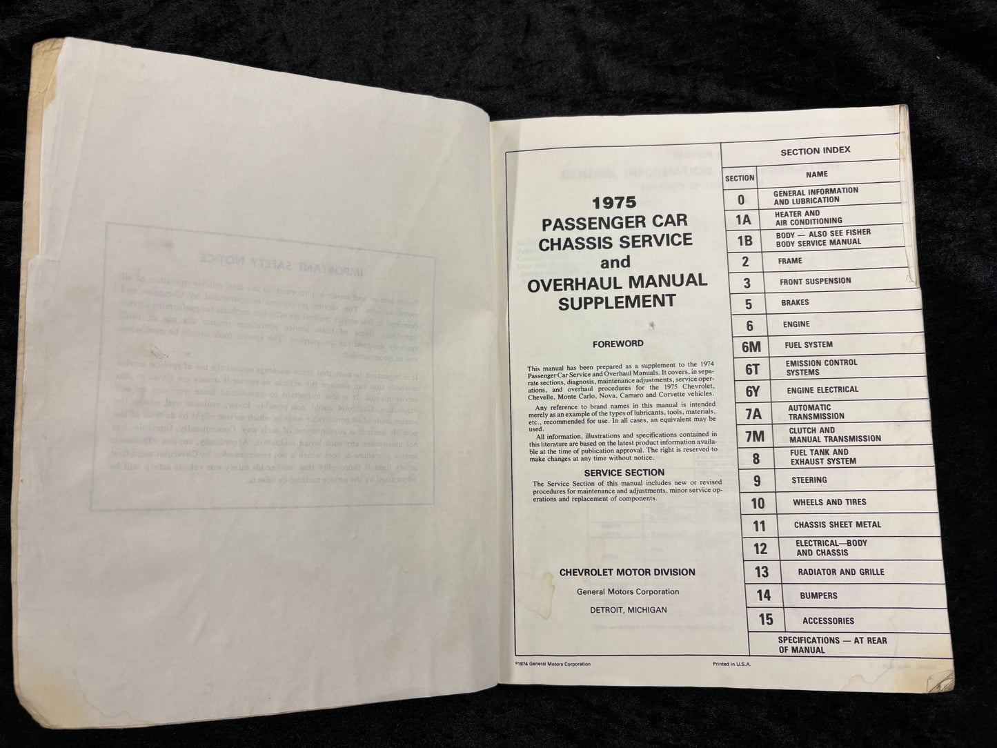 1975 chevrolet chevelle,camaro,monte carlo,nova,corvette service manual