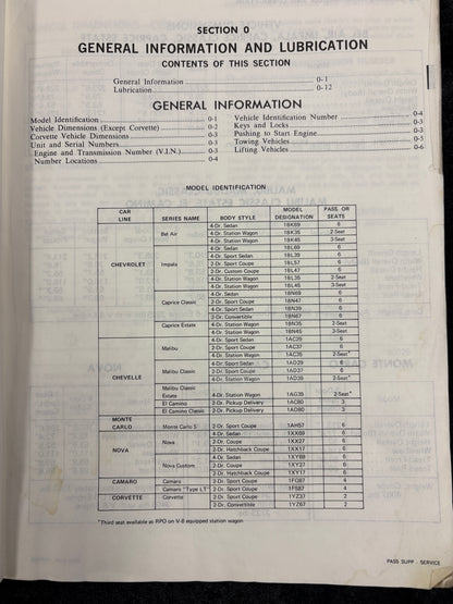 1975 chevrolet chevelle,camaro,monte carlo,nova,corvette service manual