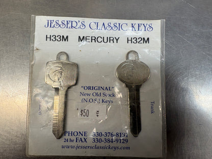 Mercury Man ignition and trunk key blanks