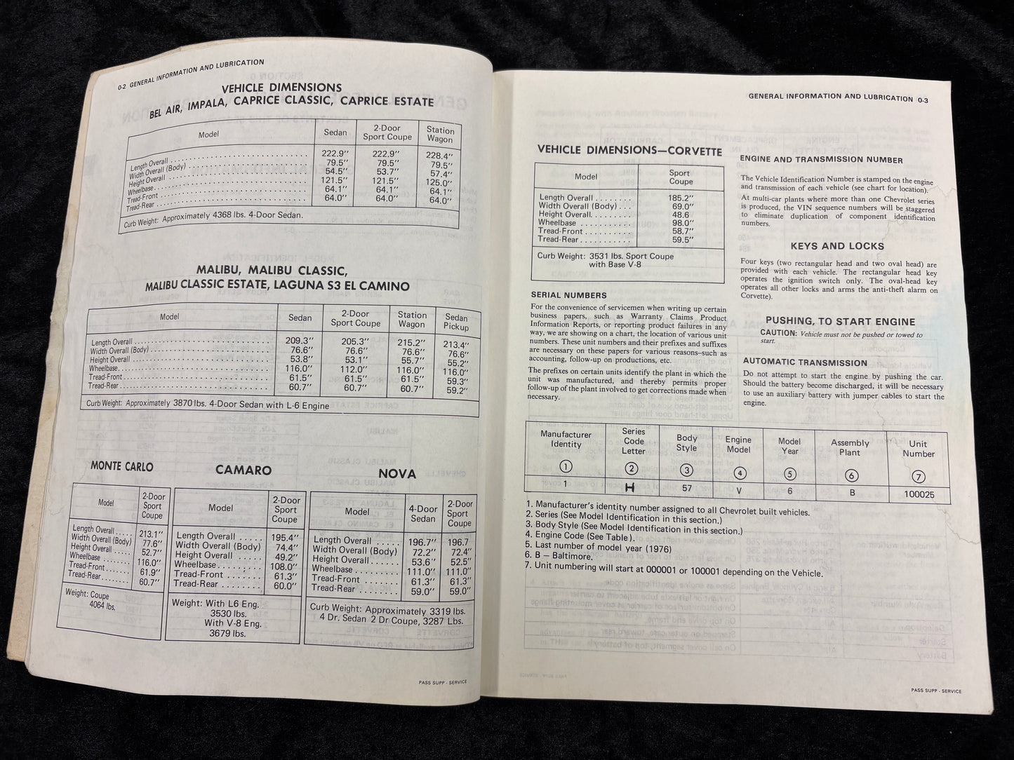 Original 1976 Chevy Shop Manual Sup El Camino Camaro Corvette Impala Monte Carlo