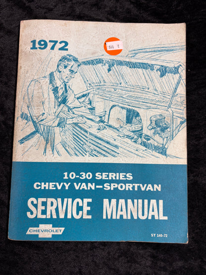 1972 Chevrolet Van G10 G20 G 10 20 30 Sportvan service shop manual ORIGINAL
