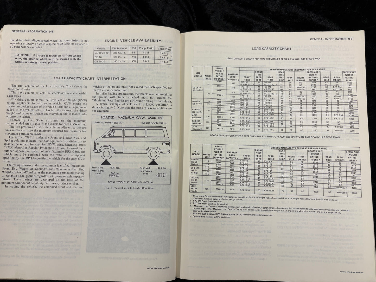 1972 Chevrolet Van G10 G20 G 10 20 30 Sportvan service shop manual ORIGINAL