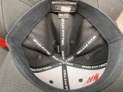 Mr. Horsepower Red Outline Flat Bill FlexFit Black Hat