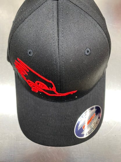 Mr. Horsepower Red Outline FlexFit Black Hat