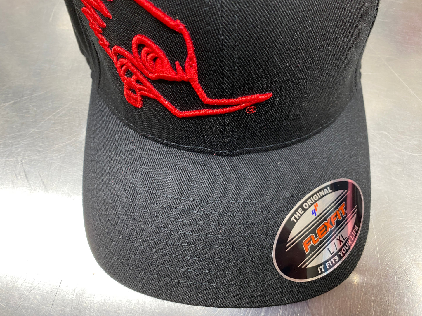 Mr. Horsepower Red Outline FlexFit Black Hat
