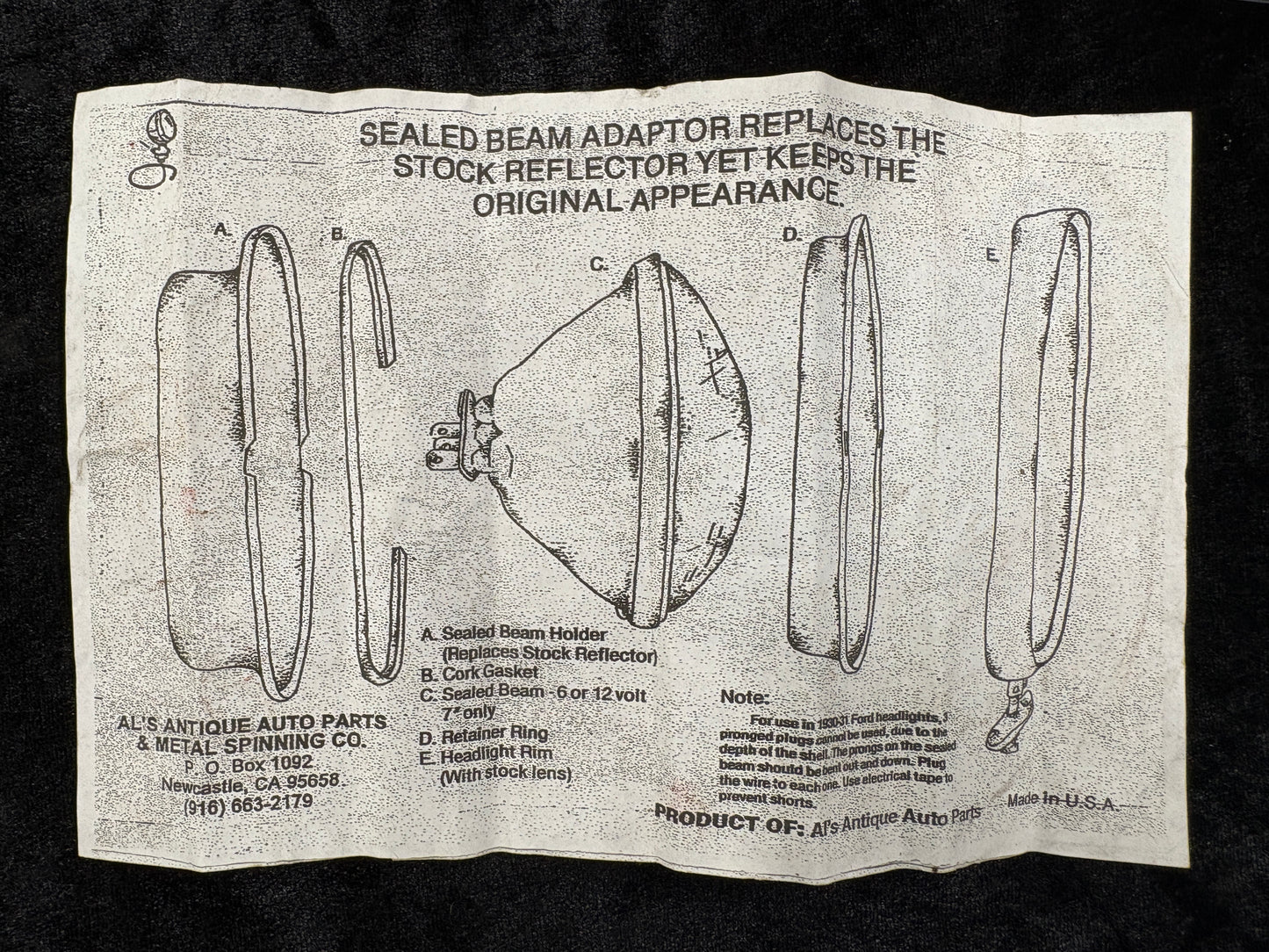 Al's antique auto parts sealed beam adapter