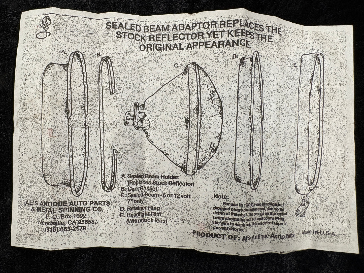 Al's antique auto parts sealed beam adapter