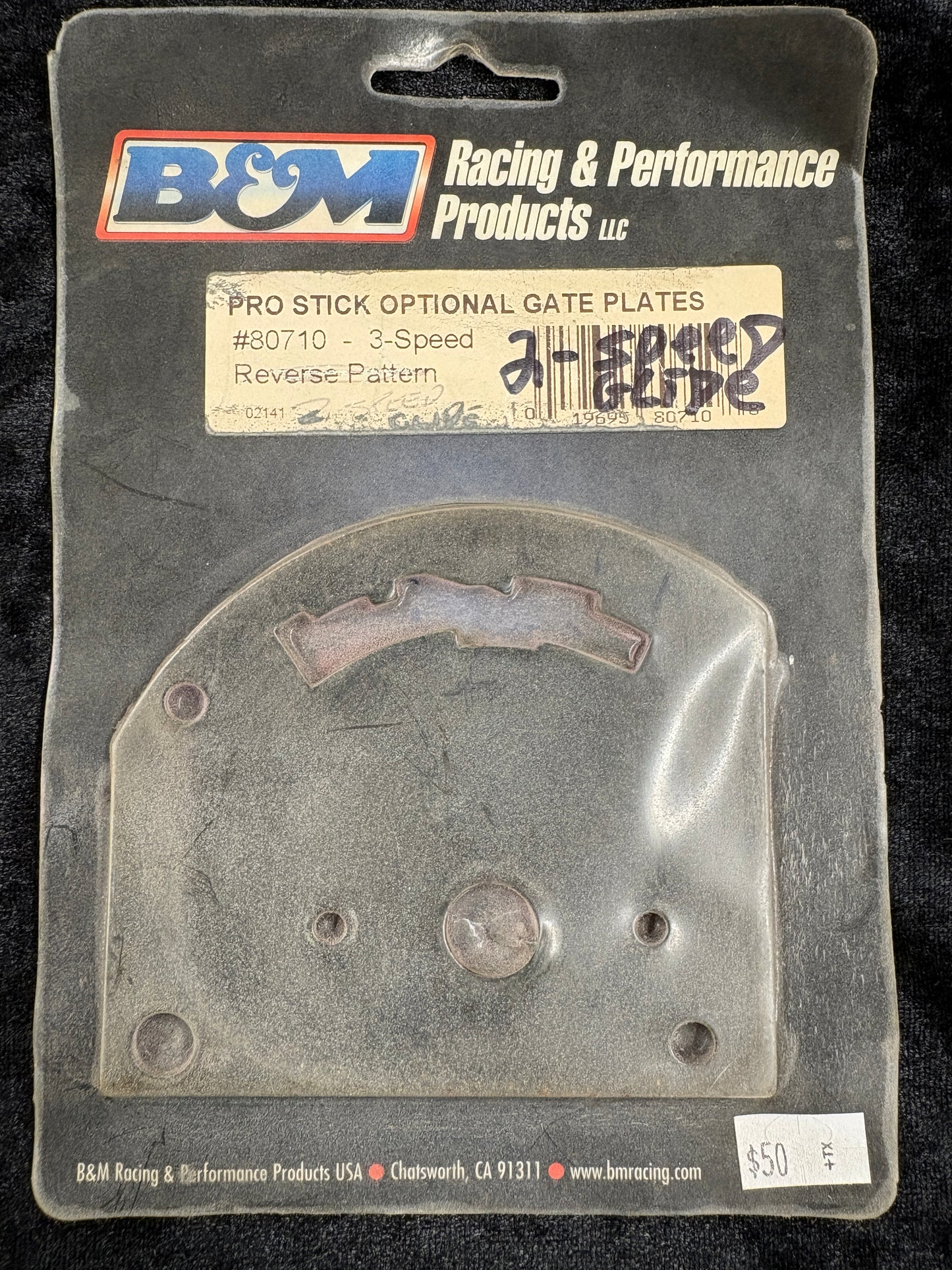 B & M 80710 Pro Stick 3-Speed Reverse Pattern Gate Plate