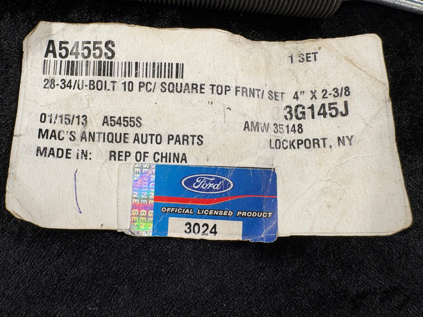 A5455S    28-34/u-bolt 10 Pc/ Square Top Front/ Set 4 X 2-3/8