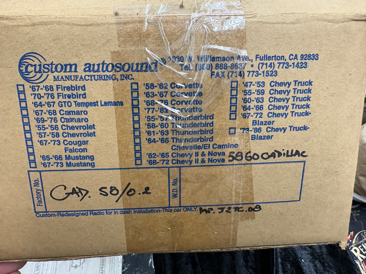 Custom Autosound USA-230 radio (part number CAM-CAD-58/0-230) for a 1958–1960 Cadillac