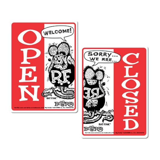 Rat Fink OPEN CLOSED Message Board Sign - Vertical  TWO SIDED