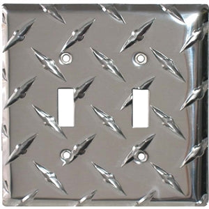 12 DIAMOND PLATE CHROME DOUBLE LIGHT SWITCH COVER