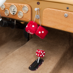 Red Fuzzy Dice with White Dots - Pair