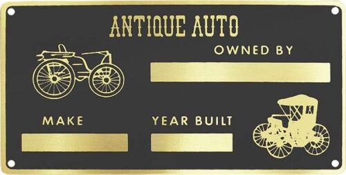 Universal Antique Auto Owners Brass ID Tag / Data Plate w/ Rivets Car Truck USA